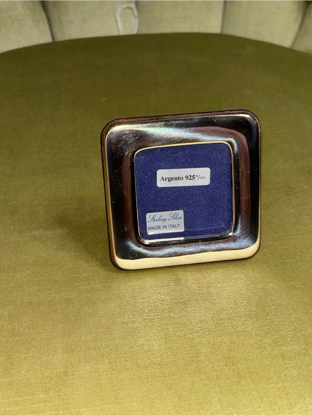Italian Sterling Silver Frame W/ Wood Back Stamped 925 * FI (3.25”X3.25”)